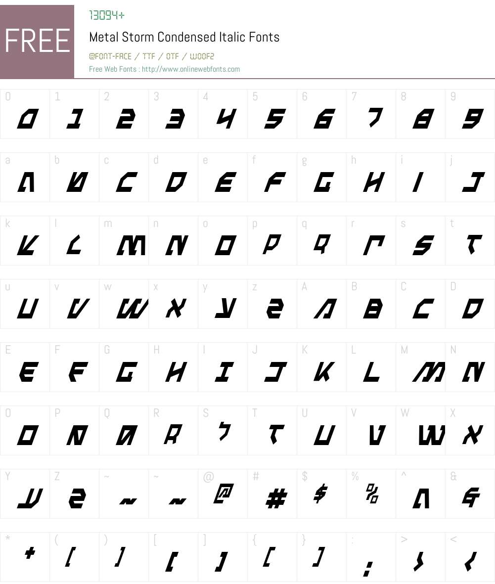 Metal Storm Condensed Italic Font Screenshots