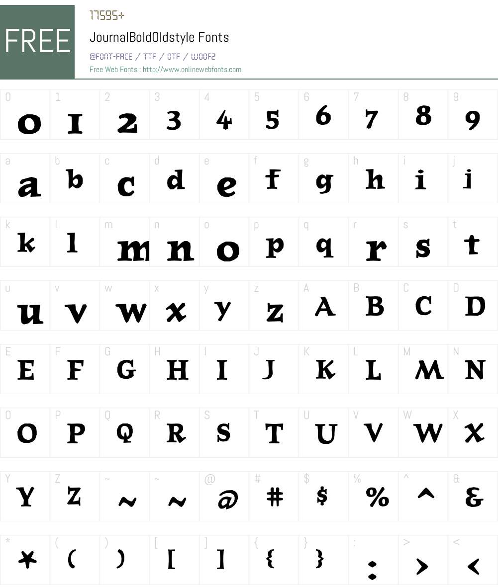 JournalBoldOldstyle Font Screenshots