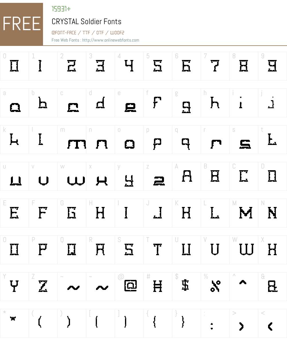 CRYSTAL Soldier Font Screenshots