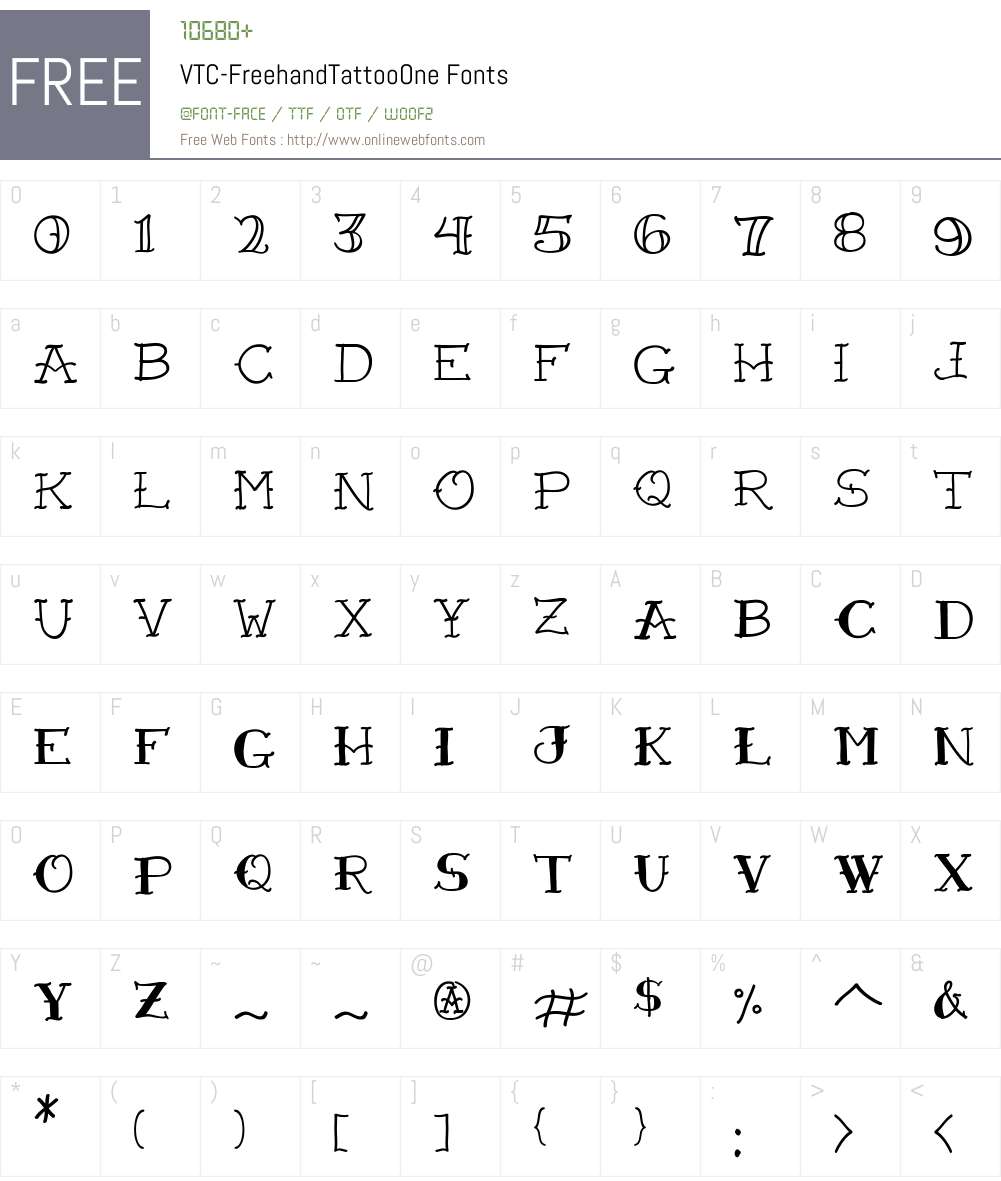 VTC-FreehandTattooOne Font Screenshots