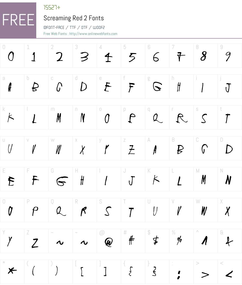 Screaming Red 2 Font Screenshots
