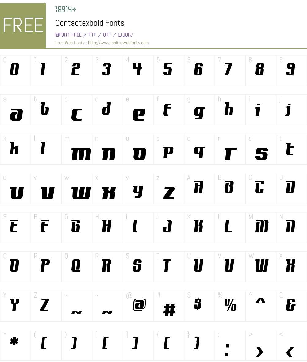Contactexbold Font Screenshots