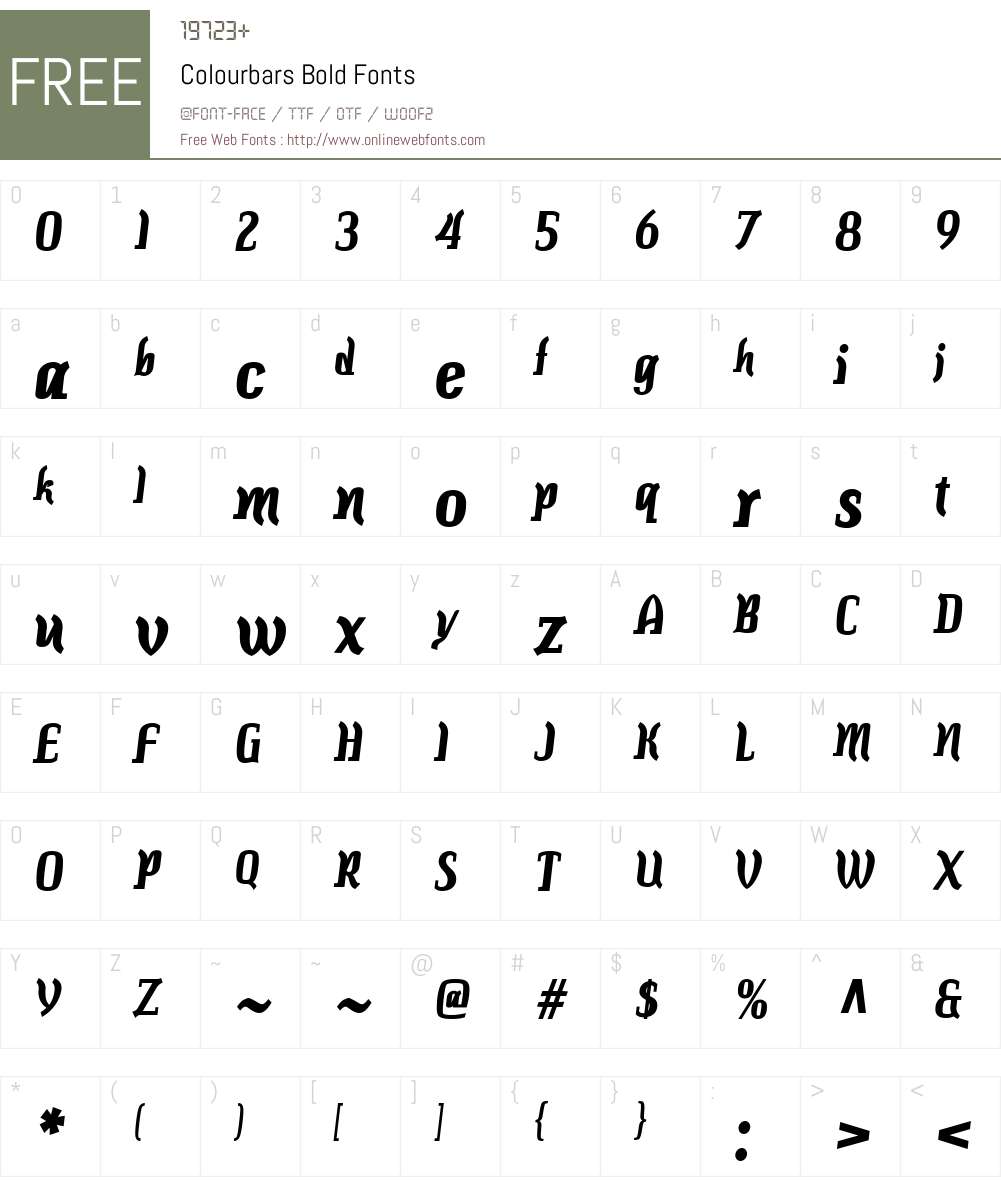 Colourbars Font Screenshots
