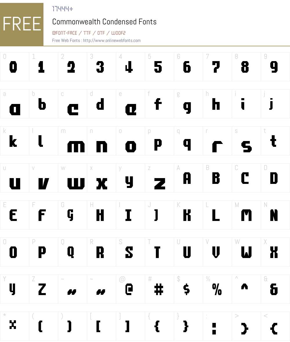 Commonwealth Condensed Font Screenshots