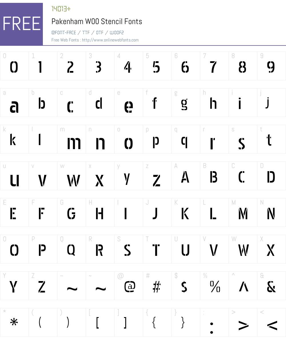 PakenhamW00-Stencil Font Screenshots