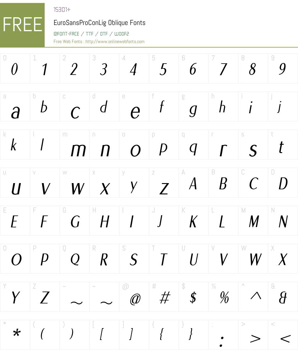 EuroSansProCon-LigObl Font Screenshots
