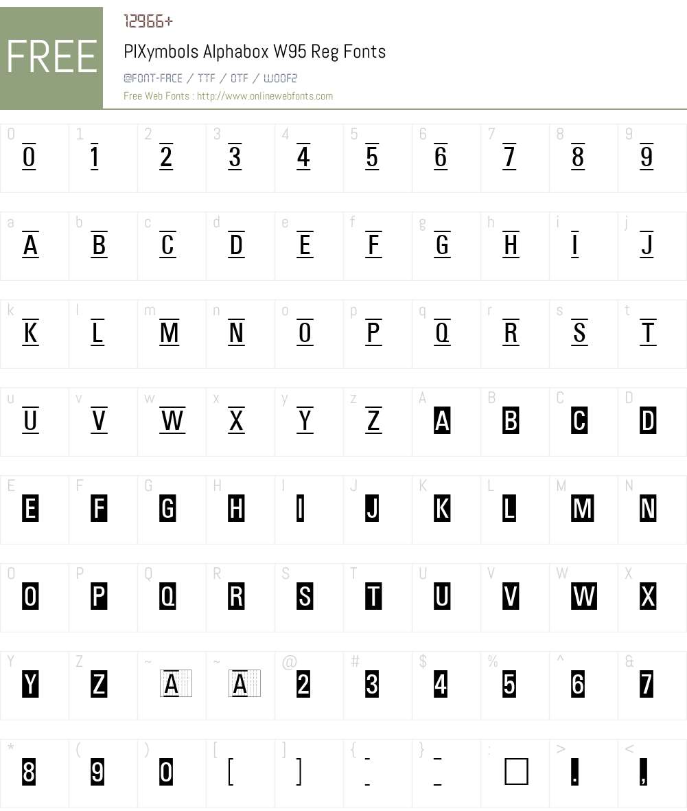 PIXymbolsAlphaboxW95-Reg Font Screenshots