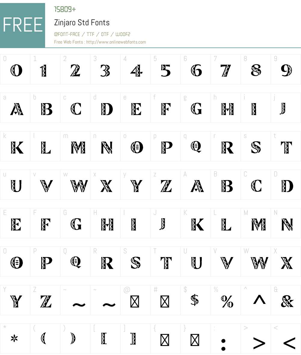 Zinjaro Std Font Screenshots