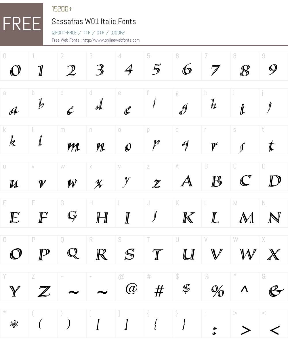 SassafrasW01-Italic Font Screenshots