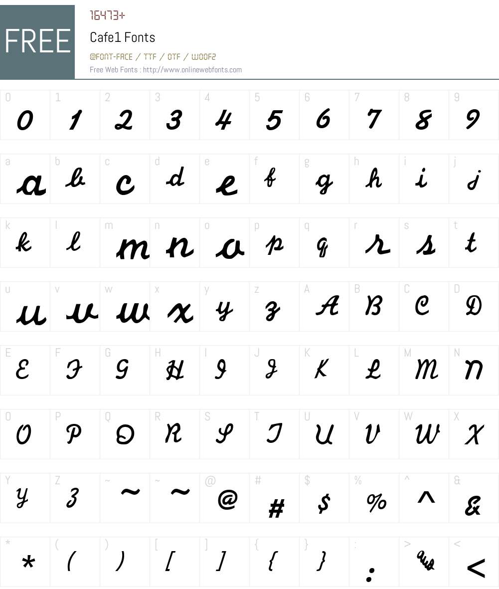 Cafe1 Font Screenshots