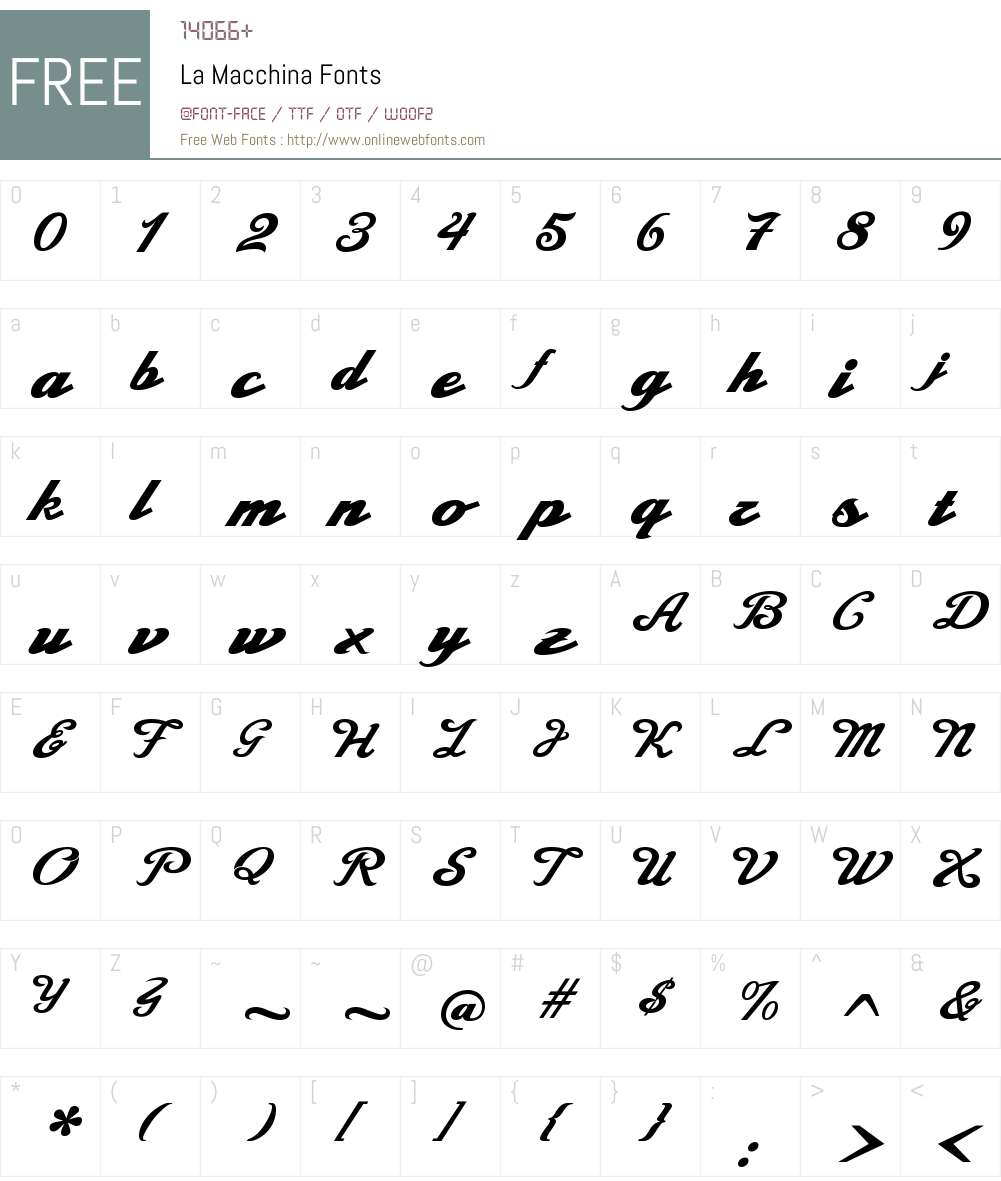 La Macchina Font Screenshots