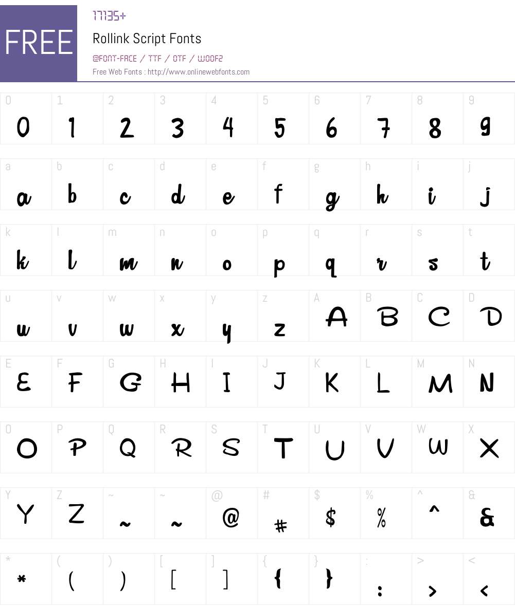 Rolls Script Font Rollink Script 1.00;October 2, 2018;FontCreator 11.5.0.2421 64-bit ...