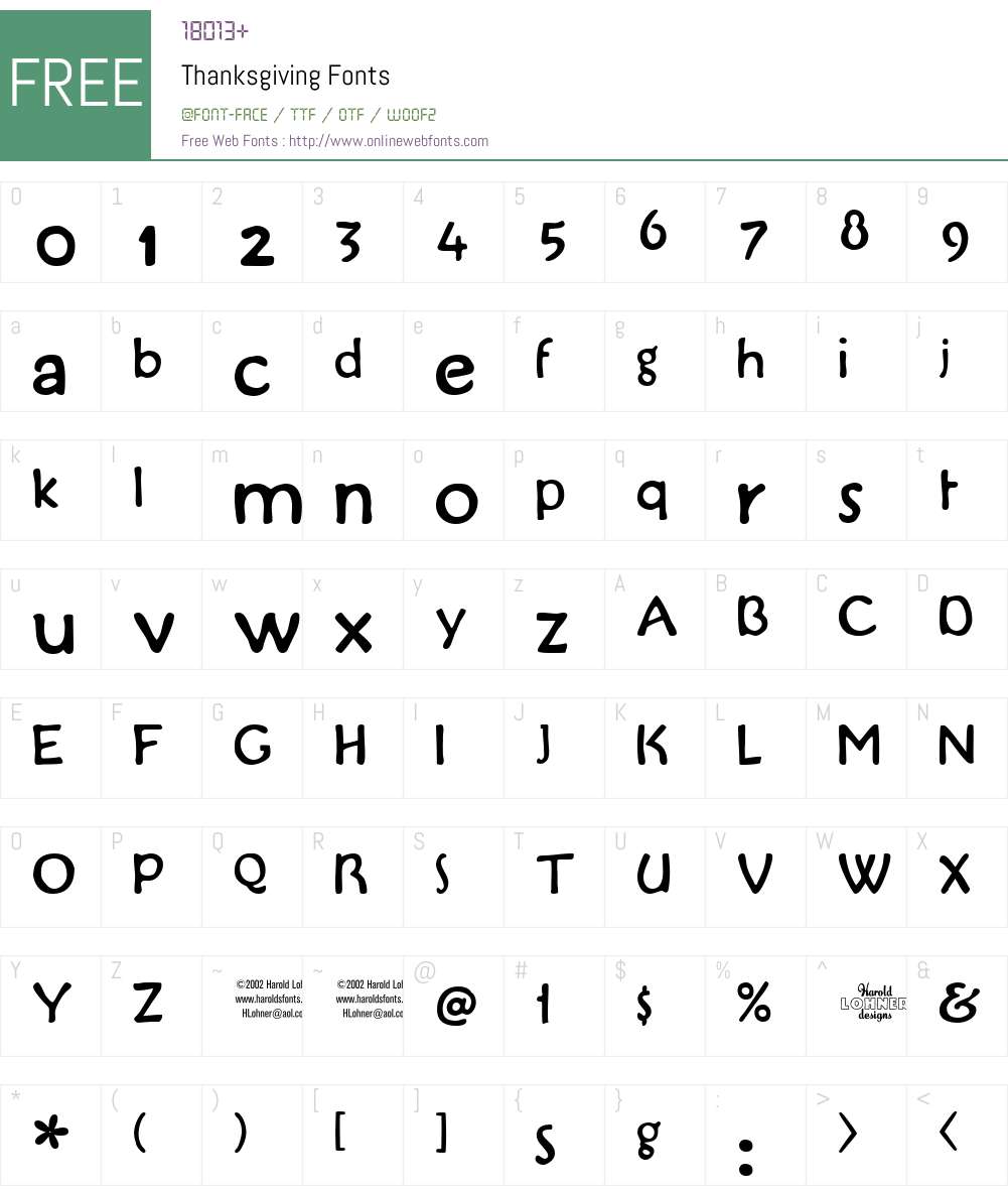 Thanksgiving Font Screenshots