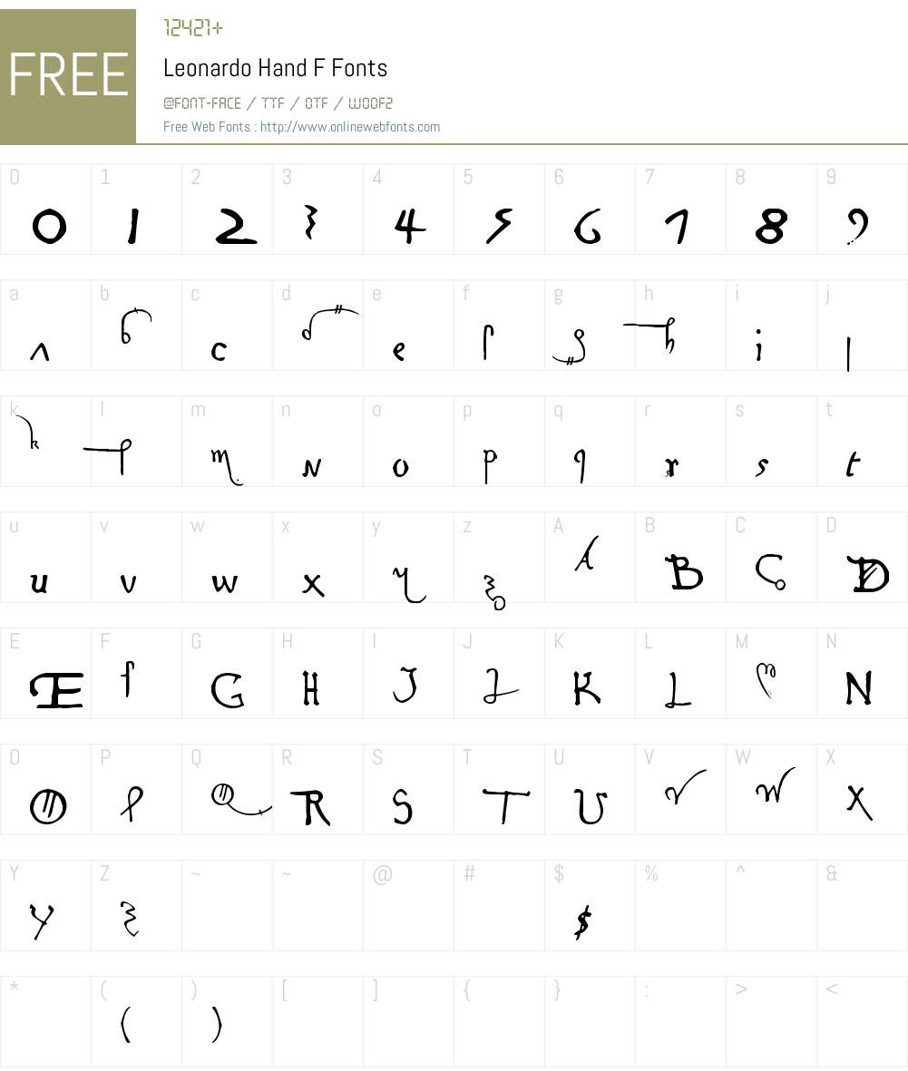 Leonardo Hand F Font Screenshots