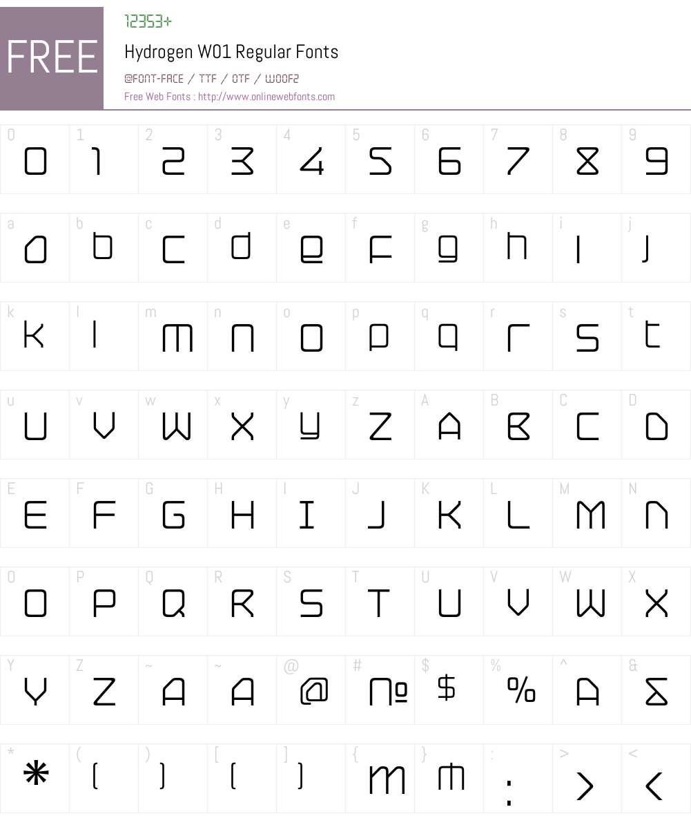HydrogenW01-Regular Font Screenshots
