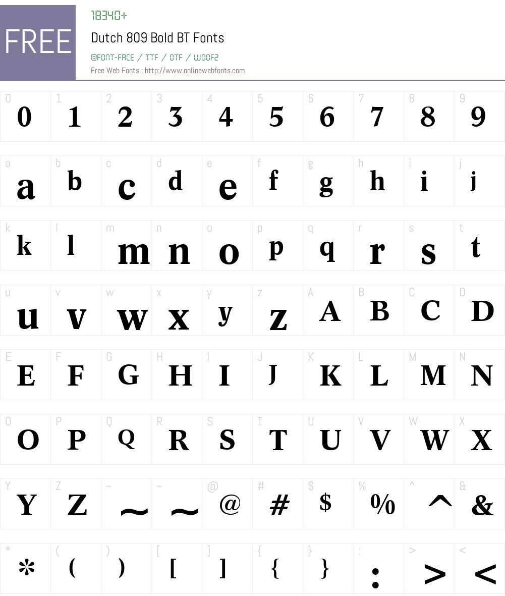 Dutch809 BT Font Screenshots