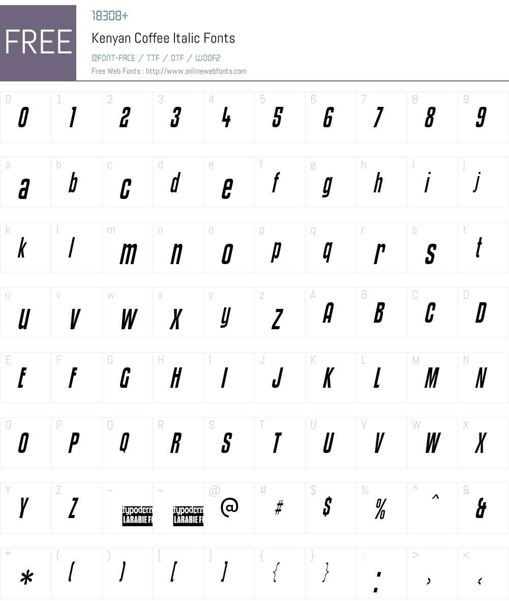 Kenyan Coffee Font Screenshots
