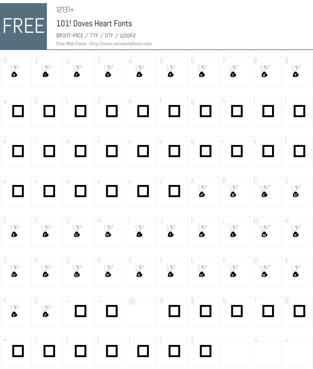 101! Doves Heart Font Screenshots