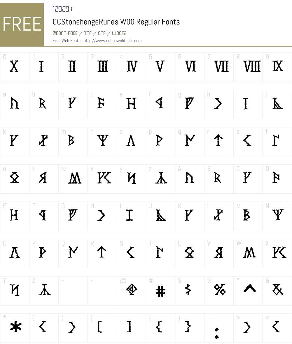 CCStonehengeRunesW00-Rg Font Screenshots