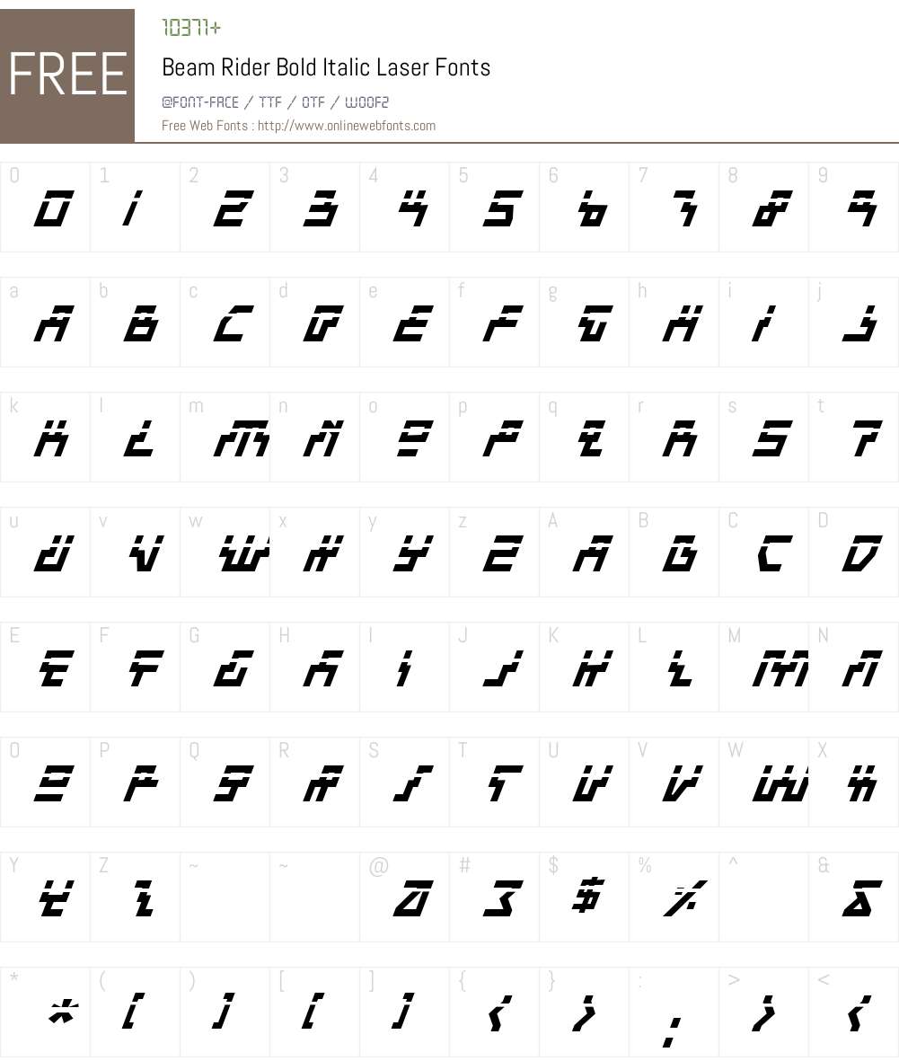 Beam Rider Bold Italic Laser Font Screenshots