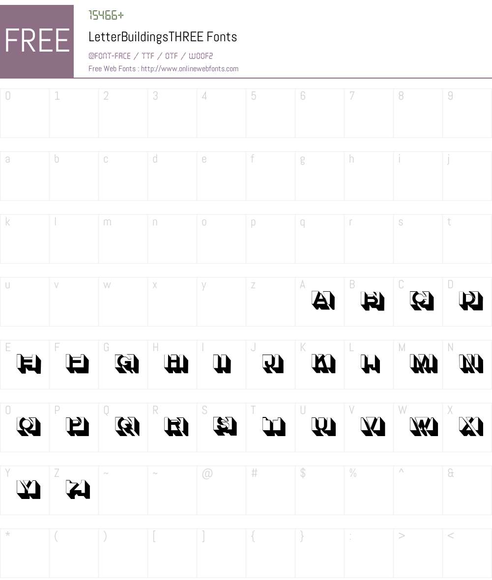 LetterBuildingsTHREE Font Screenshots