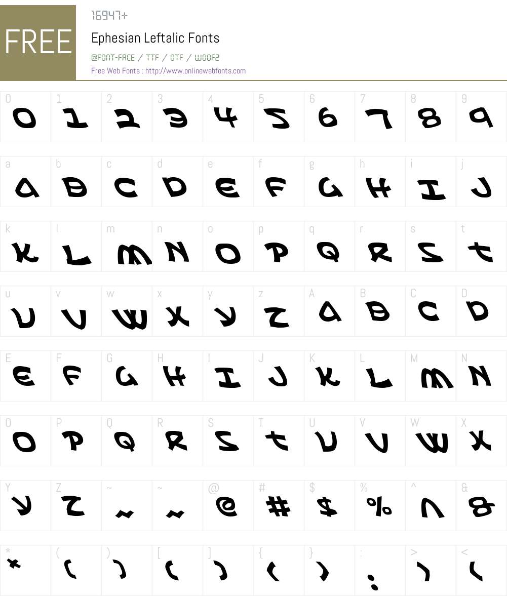 Ephesian Leftalic Font Screenshots