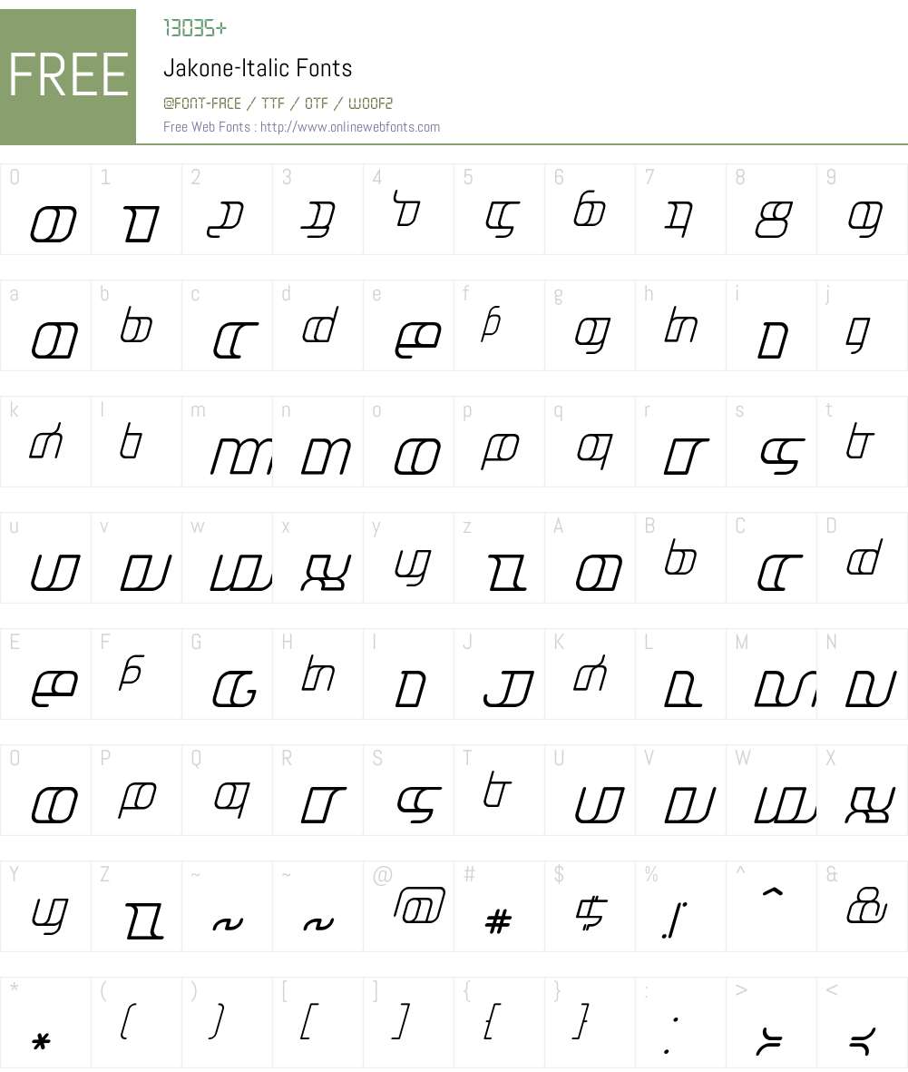 Jakone Font Screenshots