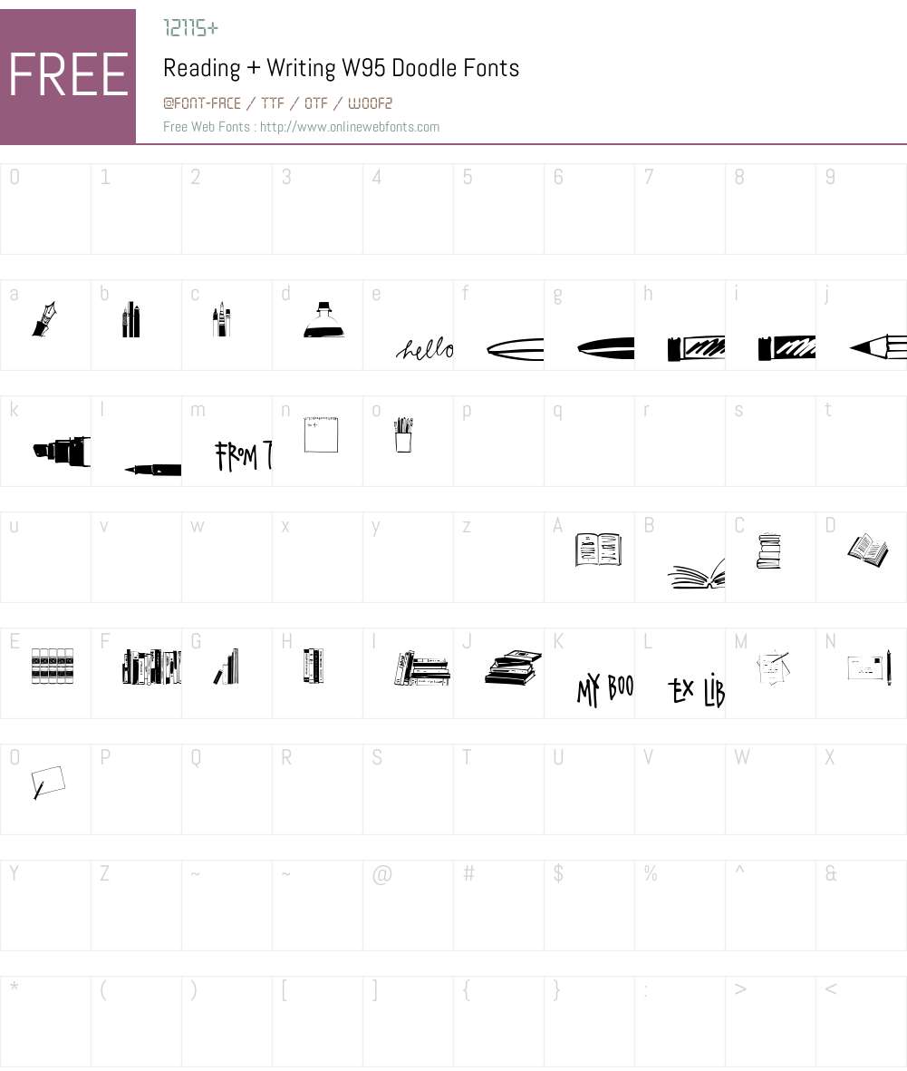 Reading+WritingW95-Doodle Font Screenshots