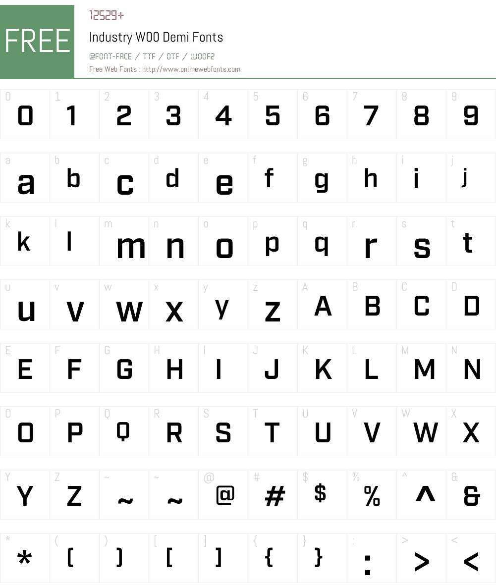 IndustryW00-Demi Font Screenshots