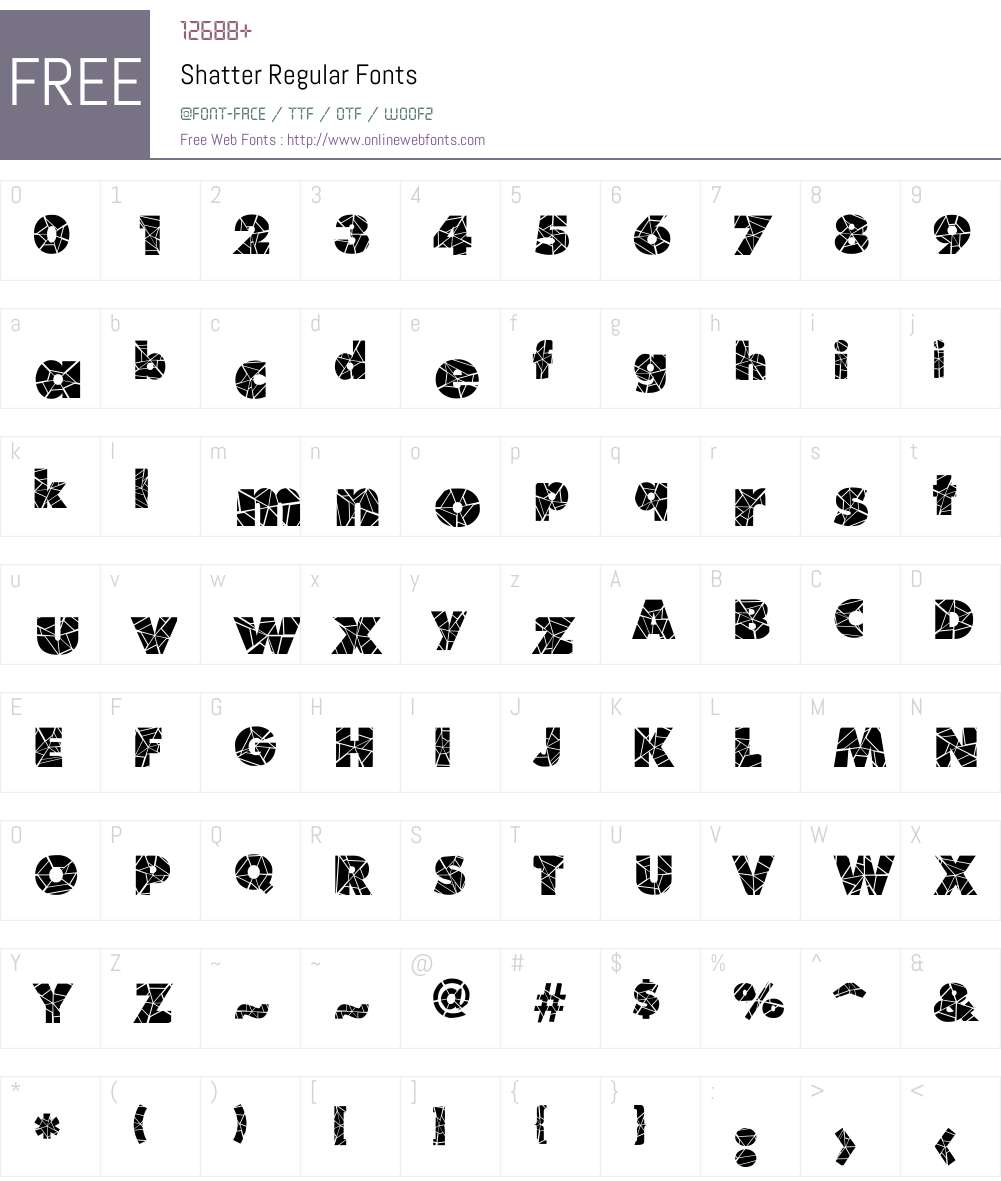 Shatter Font Screenshots