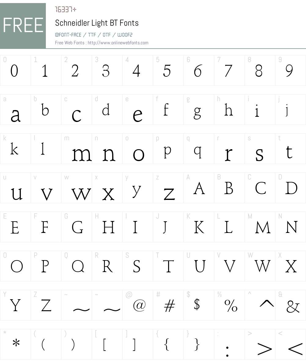 Schneidler Lt BT Font Screenshots