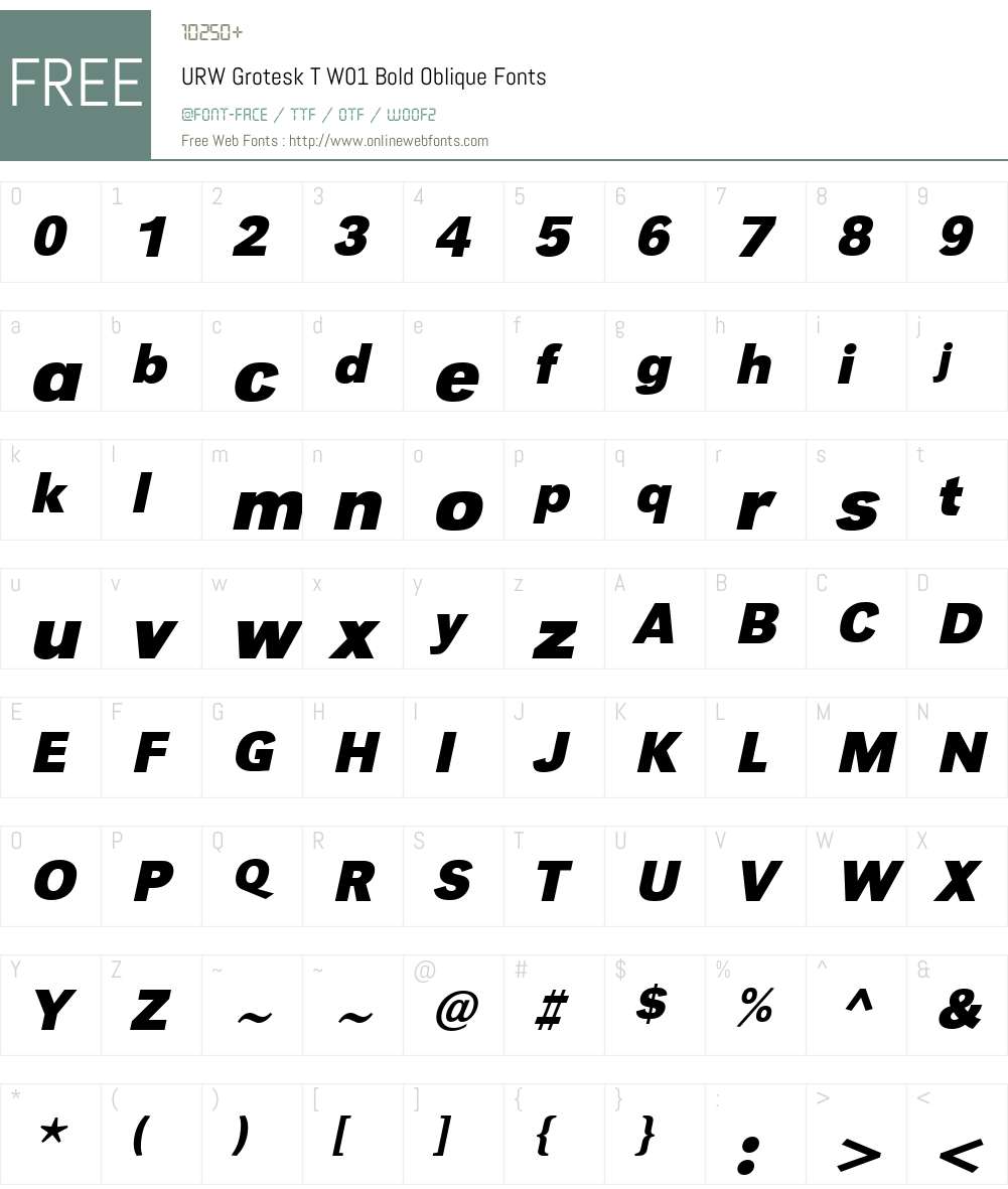 URWGroteskTW01-BoldOblique Font Screenshots