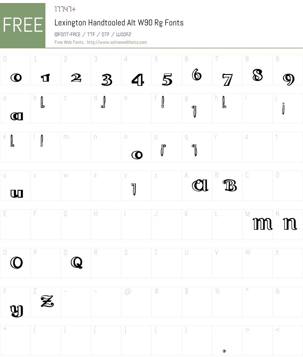 LexingtonHandtooledAltW90 Font Screenshots
