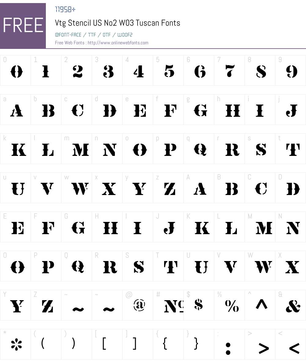 Vtg Stencil US No.2 Font Screenshots