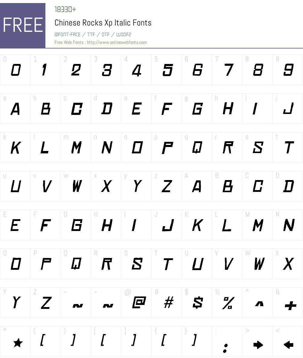Chinese Rocks Xp Font Screenshots