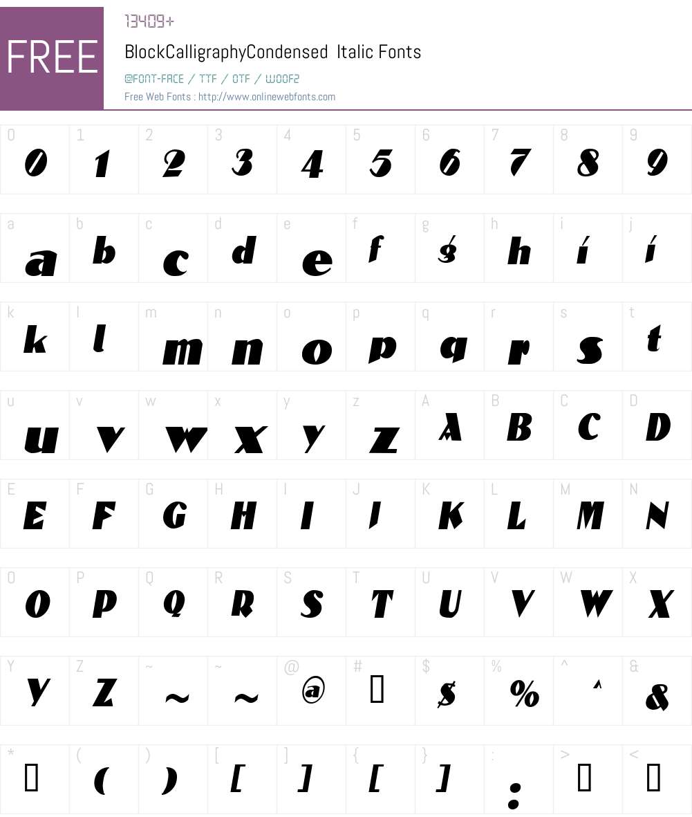BlockCalligraphyCondensed Font Screenshots