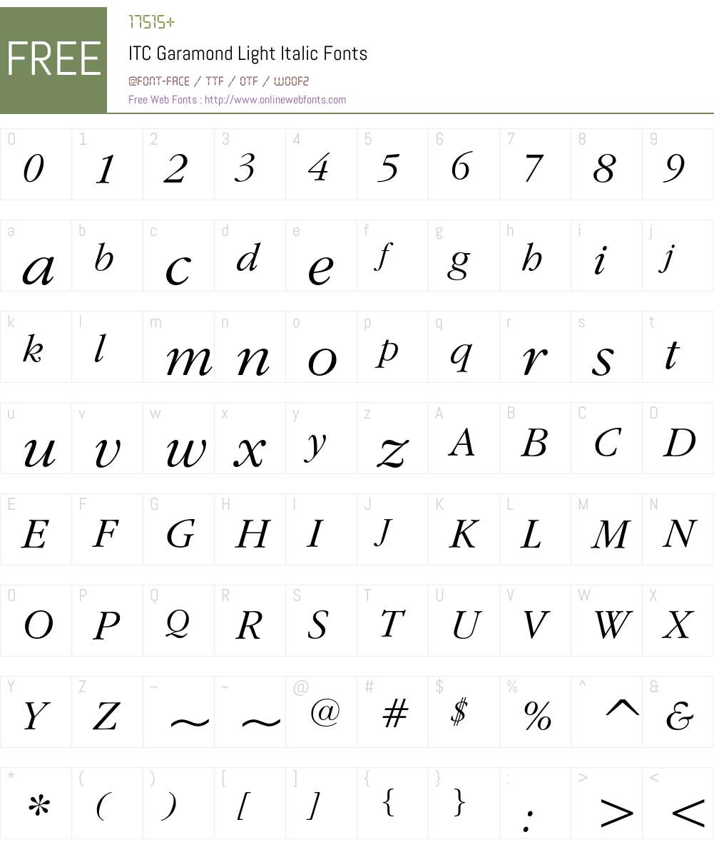 ITC Garamond Font Screenshots