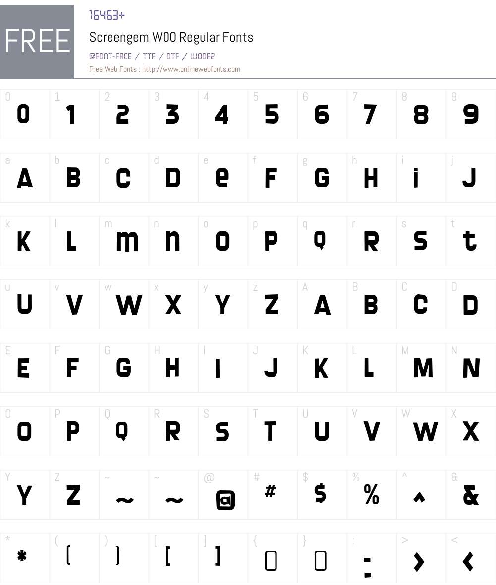 ScreengemW00-Regular Font Screenshots