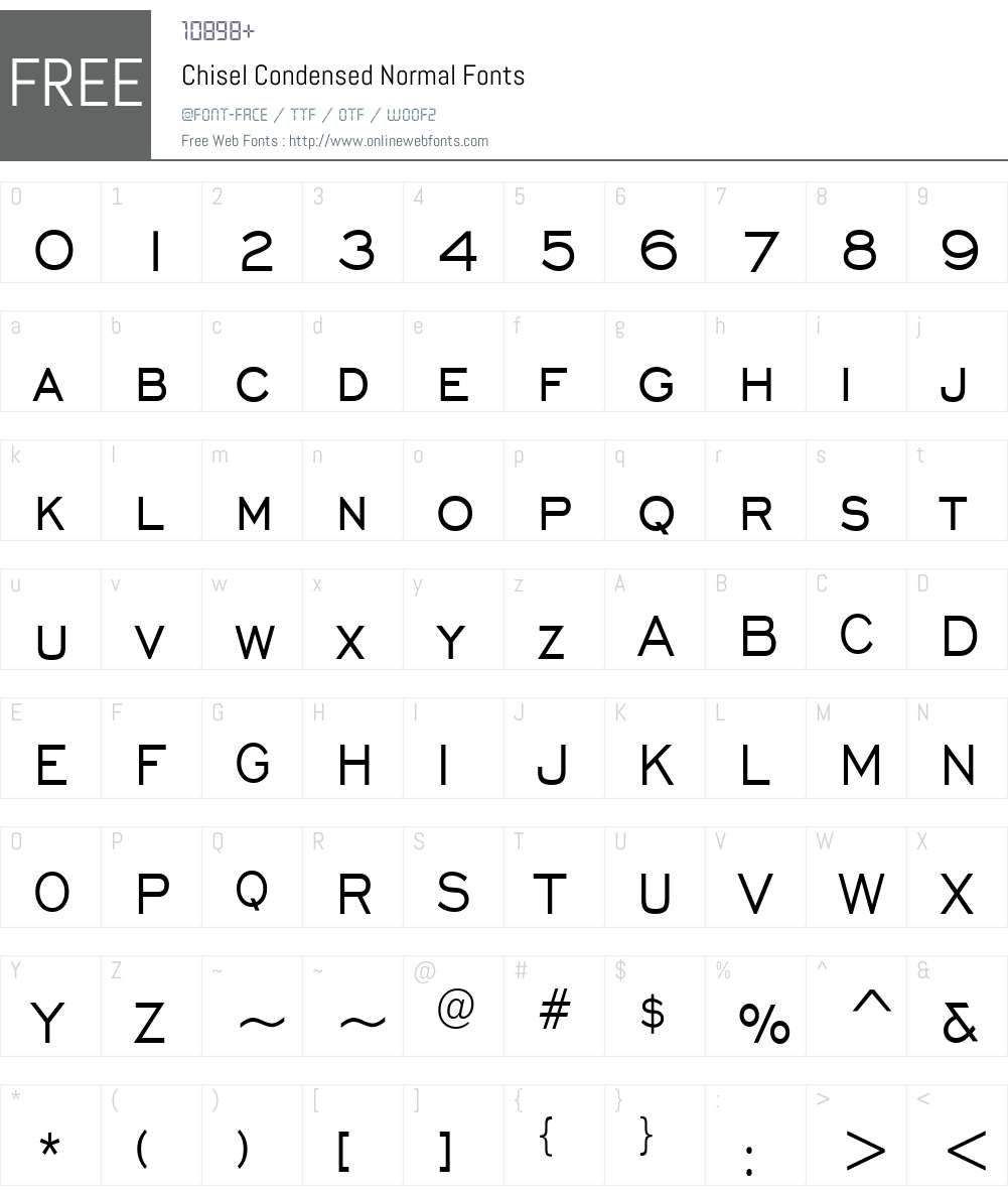 Chisel Condensed Font Screenshots