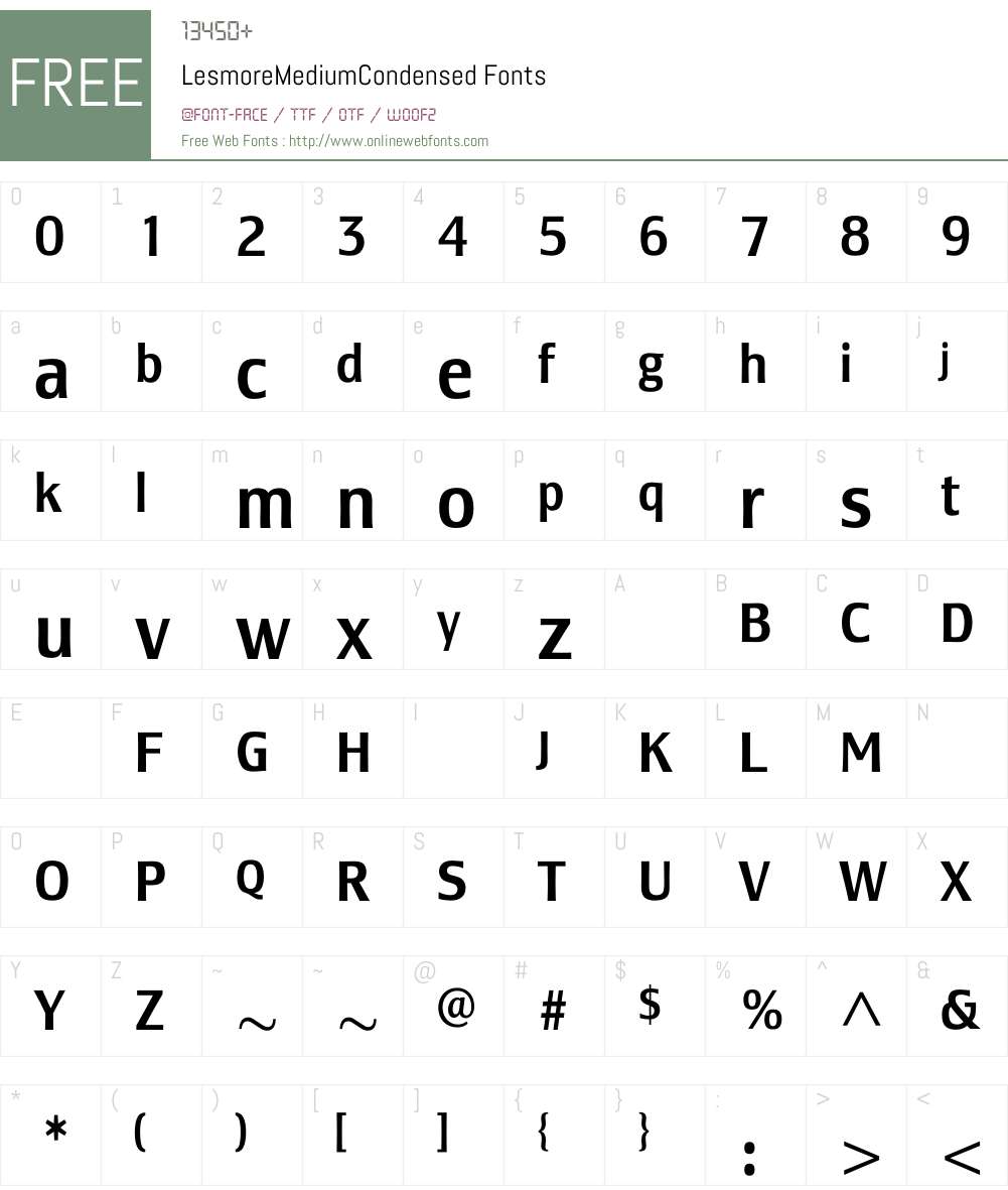 LesmoreMediumCondensed Font Screenshots