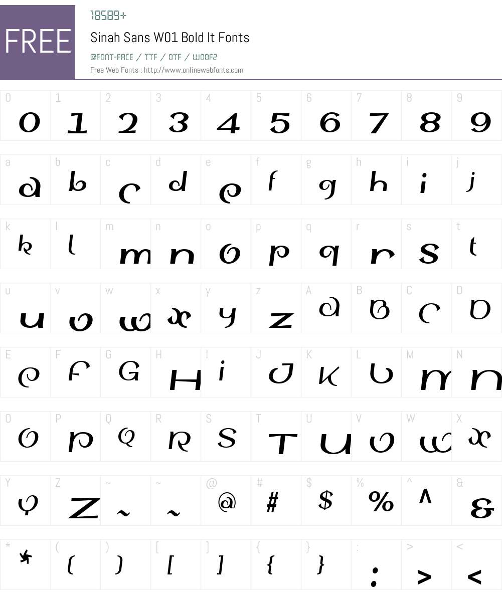 SinahSansW01-BoldIt Font Screenshots