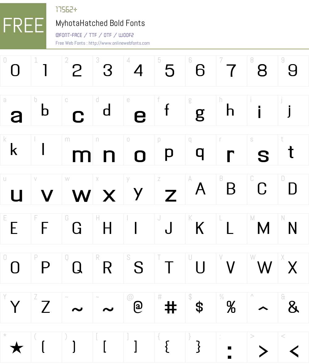 MyhotaHatched Font Screenshots