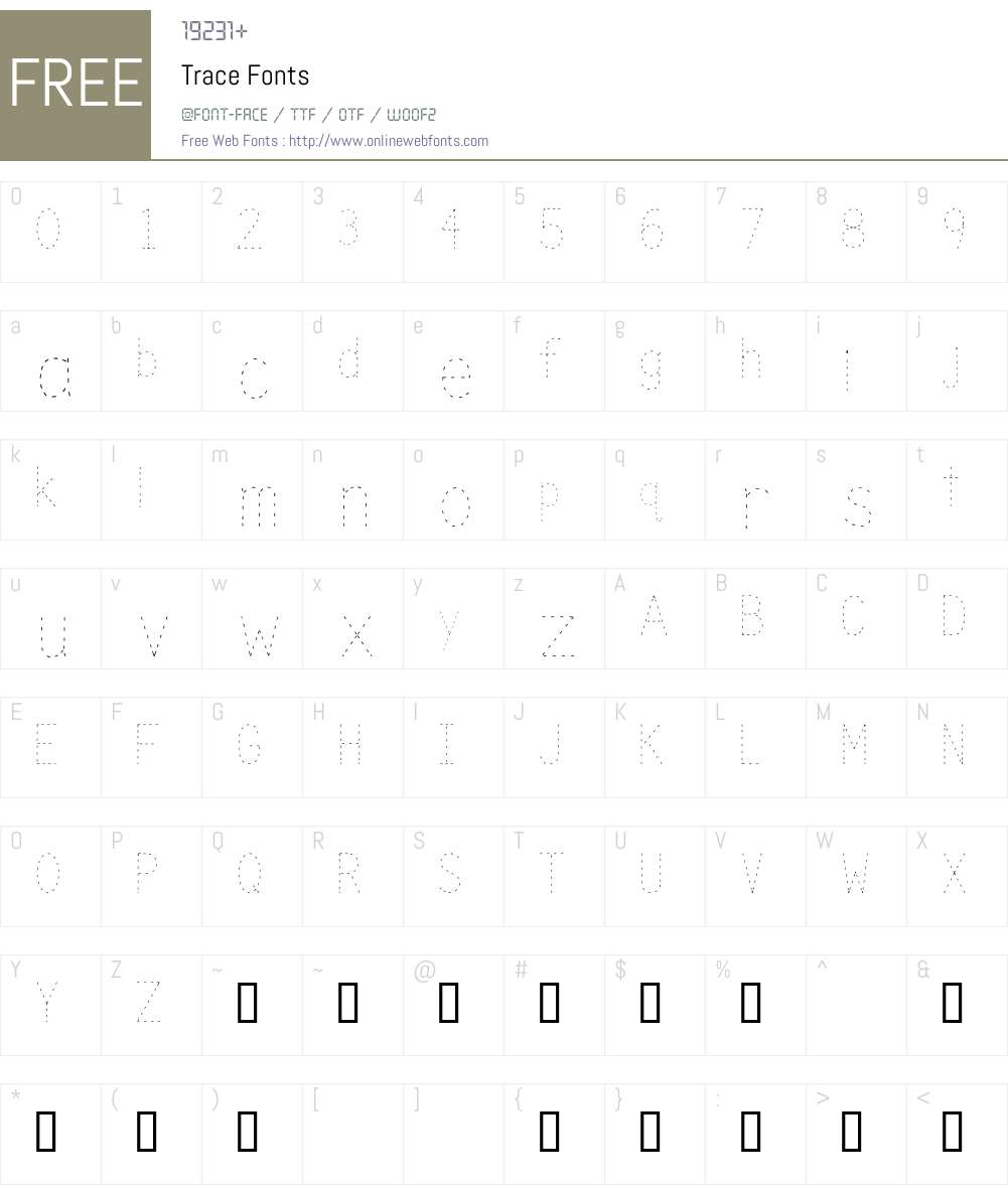 Trace Font Screenshots