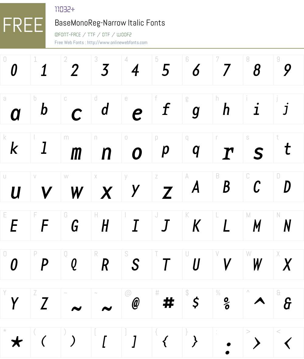 BaseMonoReg-Narrow Font Screenshots
