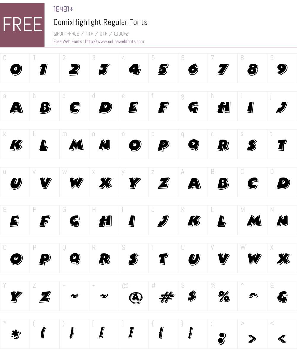 ComixHighlight Font Screenshots