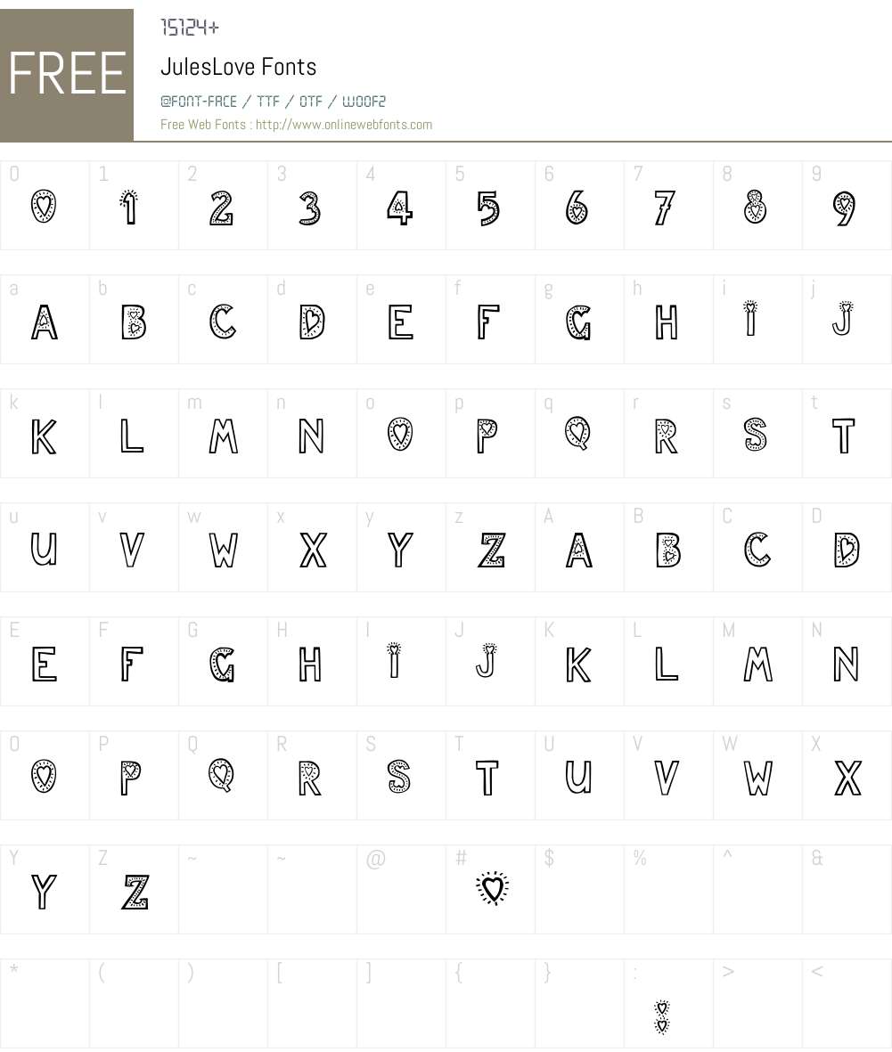 JulesLove Font Screenshots