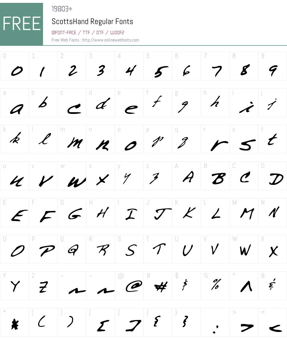 ScottsHand Font Screenshots