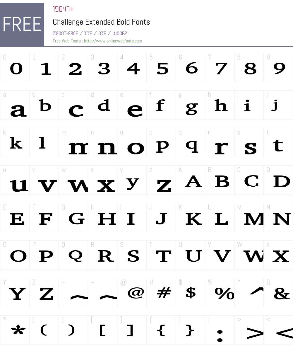 Challenge Extended Font Screenshots