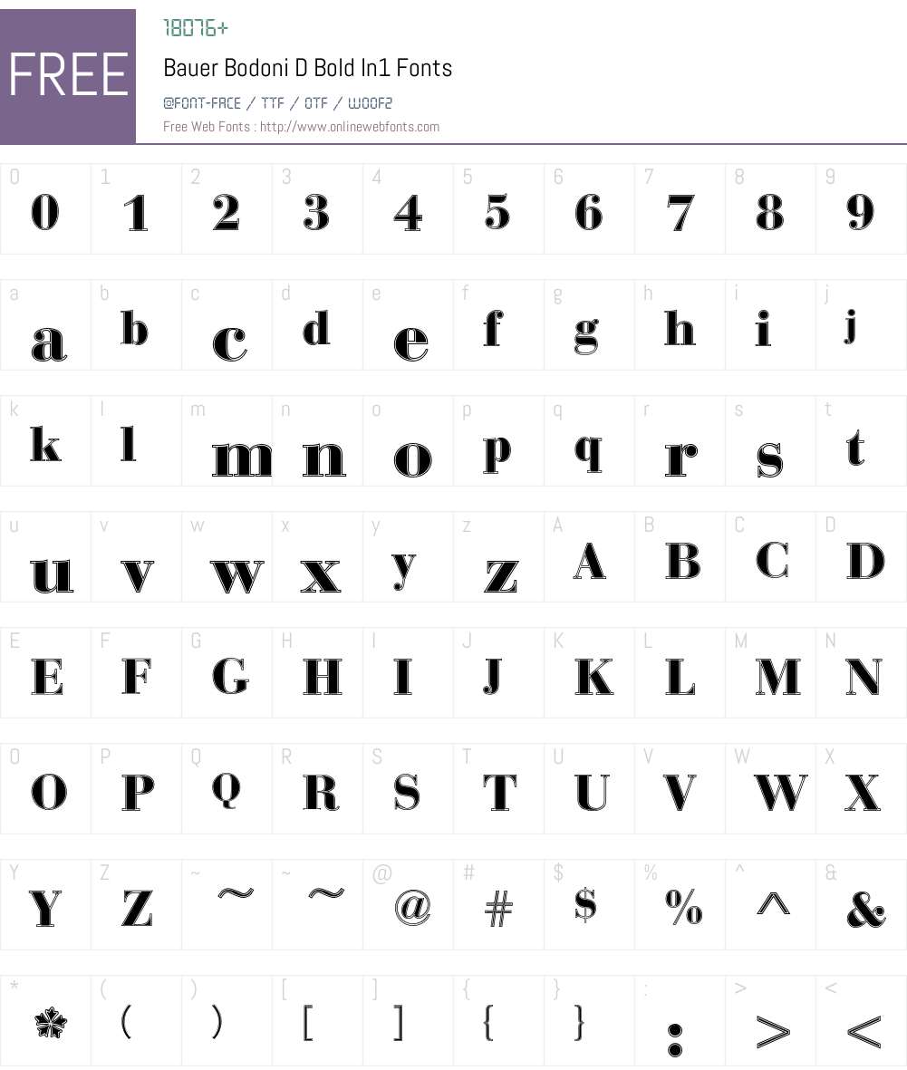 Bauer Bodoni D In1 Font Screenshots
