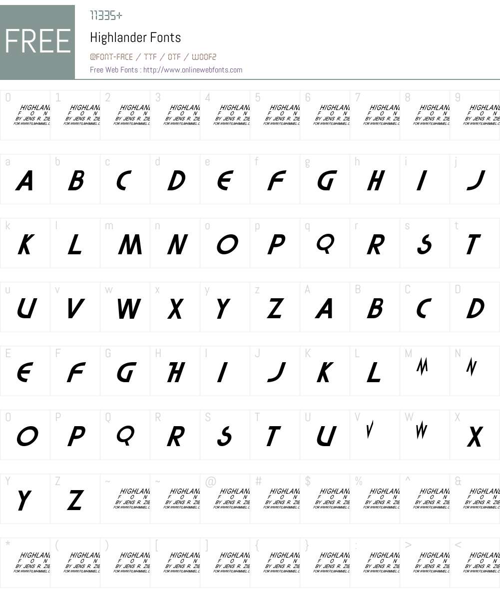 Highlander Font Screenshots
